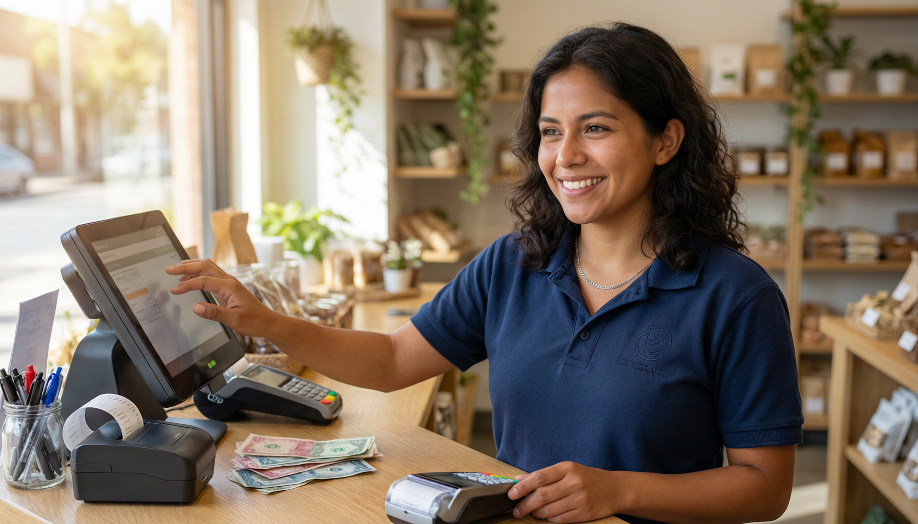 Cajera facturando una venta en el punto de venta AlterPOS